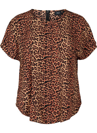 Blus med korta ärmar, Leopard AOP, Packshot image number 0