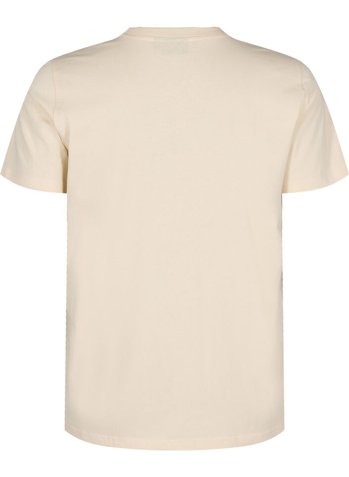 T-shirt i bomull med tryck, Beige, Packshot image number 1
