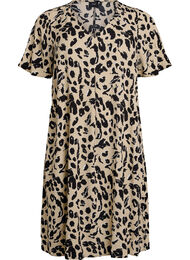 A-linjeformad klänning i viskos, Beige