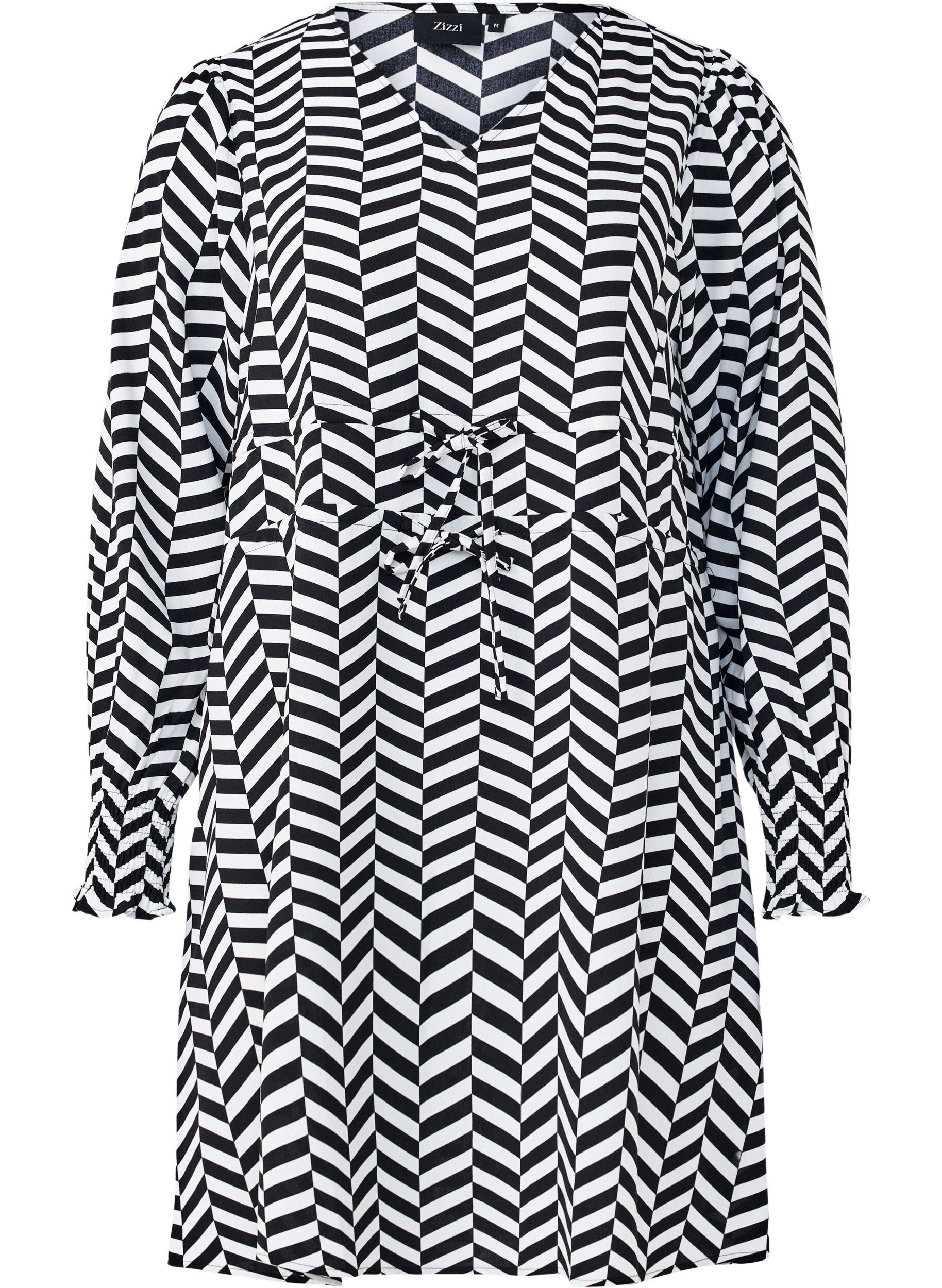 Zizzi Kl&auml;nning med knytsk&auml;rp i midjan, Svart, Packshot image number 0