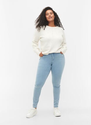 Super slim Amy jeans med hög midja, Ex Lgt Blue, Model image number 0