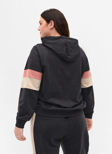 Sweatshirt med huva och färgdetaljer, DGM/Rose, Model image number 1