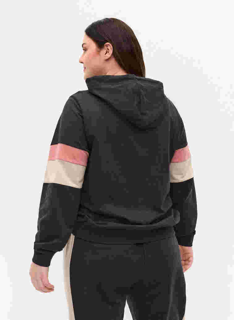 Sweatshirt med huva och färgdetaljer, DGM/Rose, Model image number 1