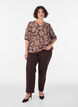 Blus i viskos med v-ringning, Brun, Model image number 1