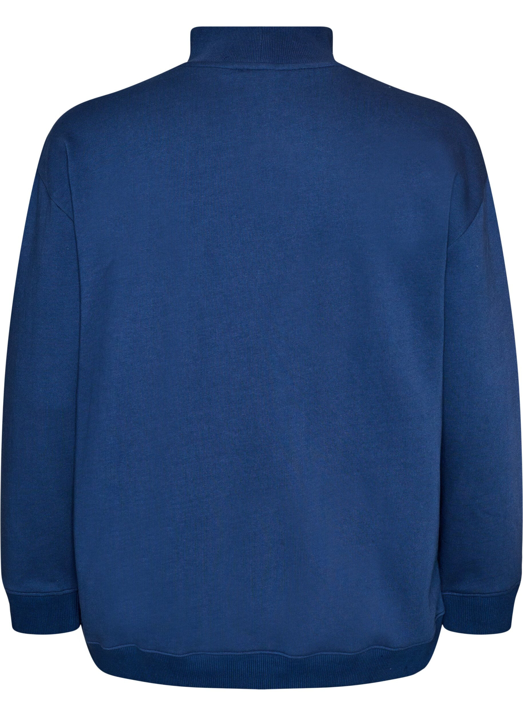 ZizziSweatshirt med h&ouml;g krage och sportigt motiv framtill, Bl&aring;, Packshot image number 1