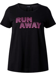Sport t-shirt med tryck, Black w. Run Away