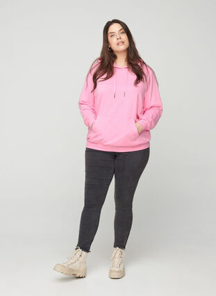 Sweatshirt med huva och ficka, Prism Pink, Model image number 2