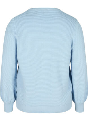 Långärmad stickad tröja i ekologisk bomull, Chambray Blue, Packshot image number 1