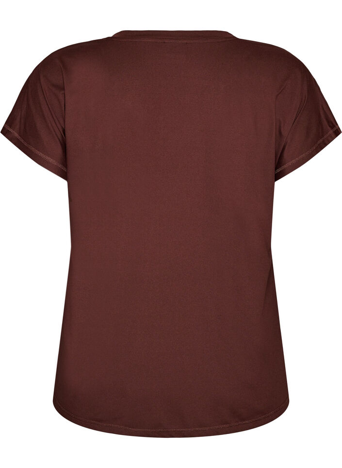 Tr&auml;nings t-shirt med v-ringning och l&ouml;s passform, Brun, Packshot image number 1