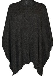 Stickad poncho med rund hals, Gr&aring;