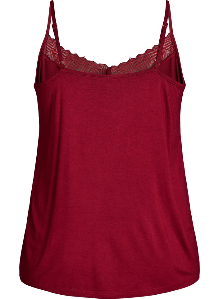 Topp med spetsdetalj och spaghettiband, Brun, Packshot image number 1