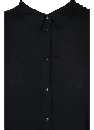Långärmad skjorta i viskos med volangdetalj, Black, Packshot image number 2