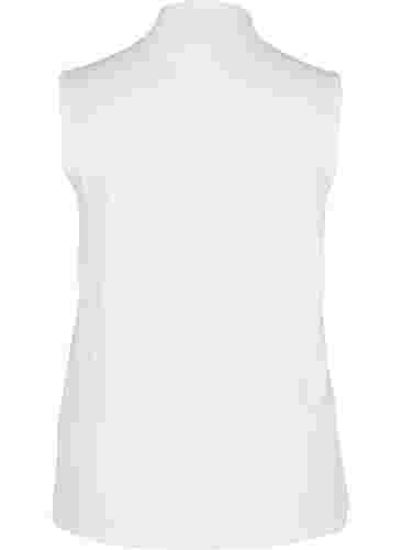 Ribbstickad topp i bomull med hög halsringning, Bright White, Packshot image number 1