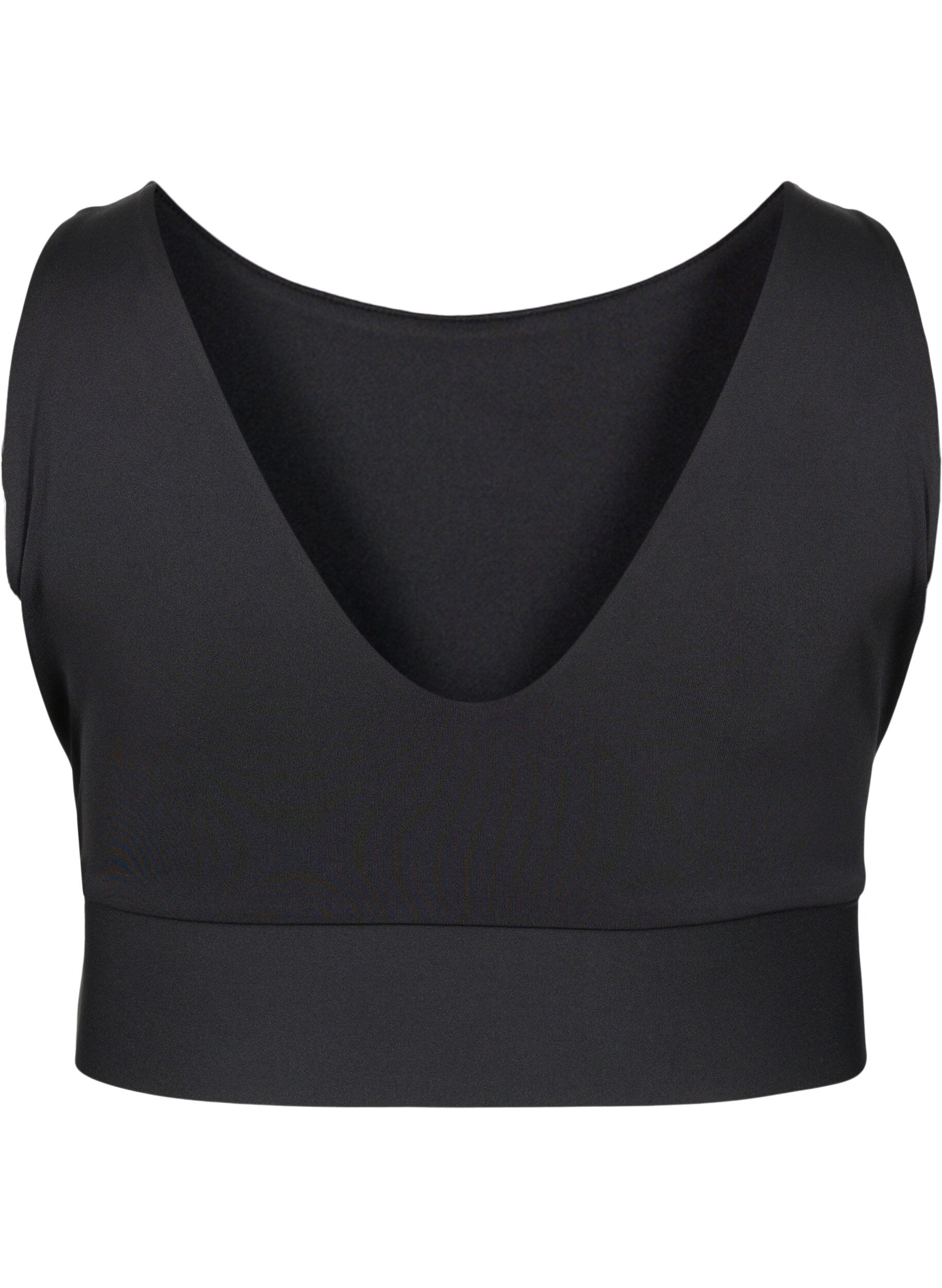 Zizzi CORE, MID SUPPORT SPORTS BRA - Sport-bh med v-rygg, Black, Packshot image number 1