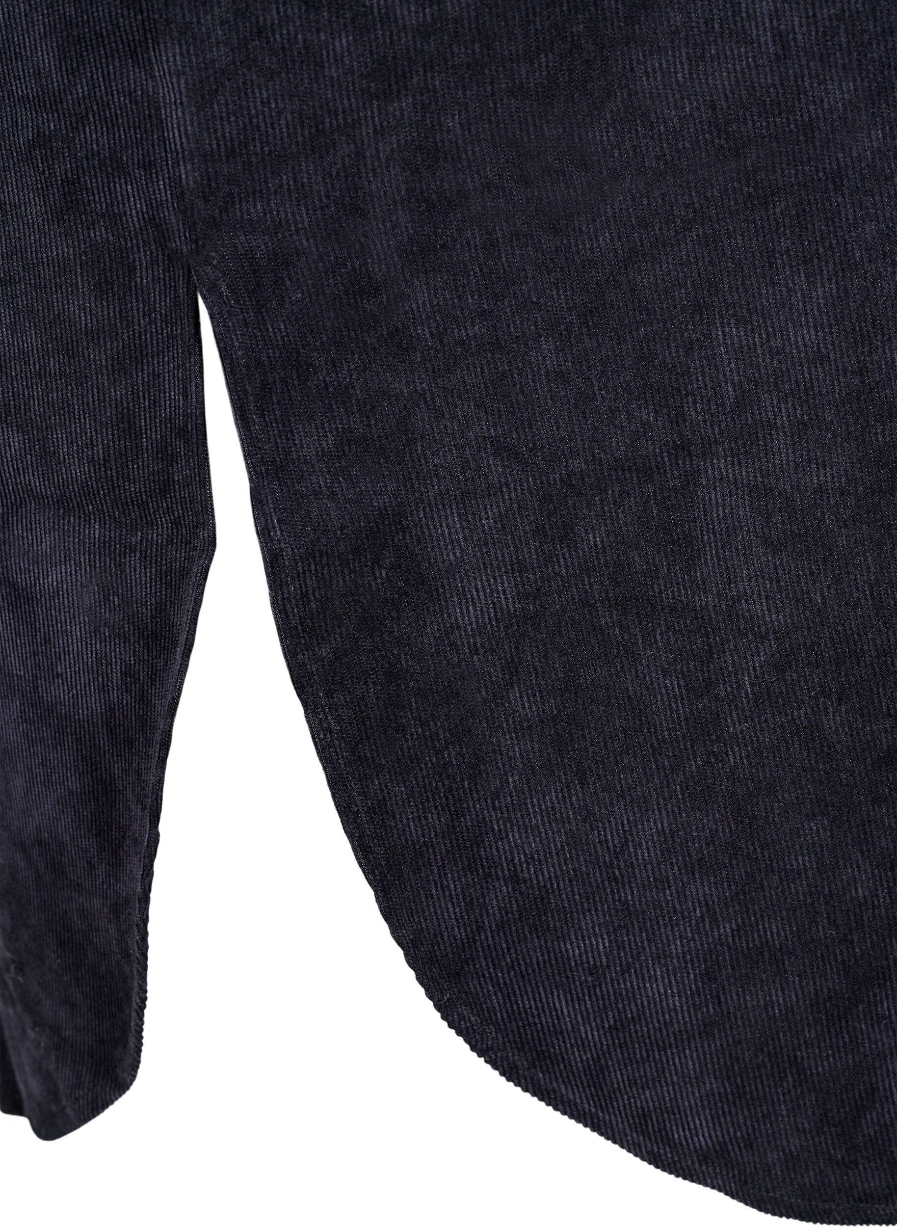 Zizzi L&aring;ng skjortkl&auml;nning i manchester med knappar, Black, Packshot image number 3