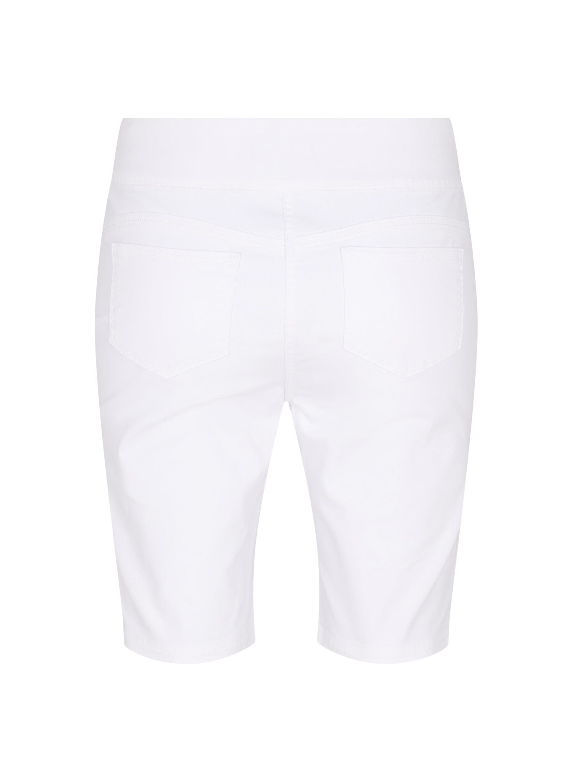 Zizzi Figurn&auml;ra shorts med bakfickor, White, Packshot image number 1