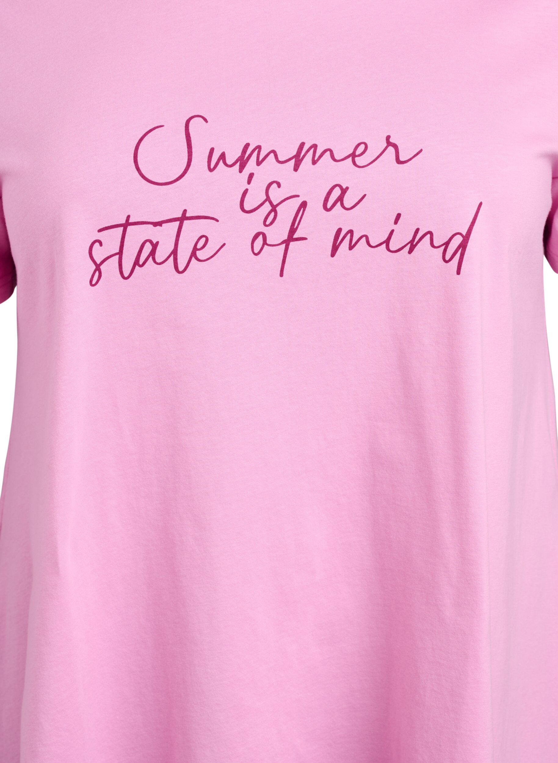Zizzi T-shirt med rund hals och A-linjeform, Rosa, Packshot image number 2