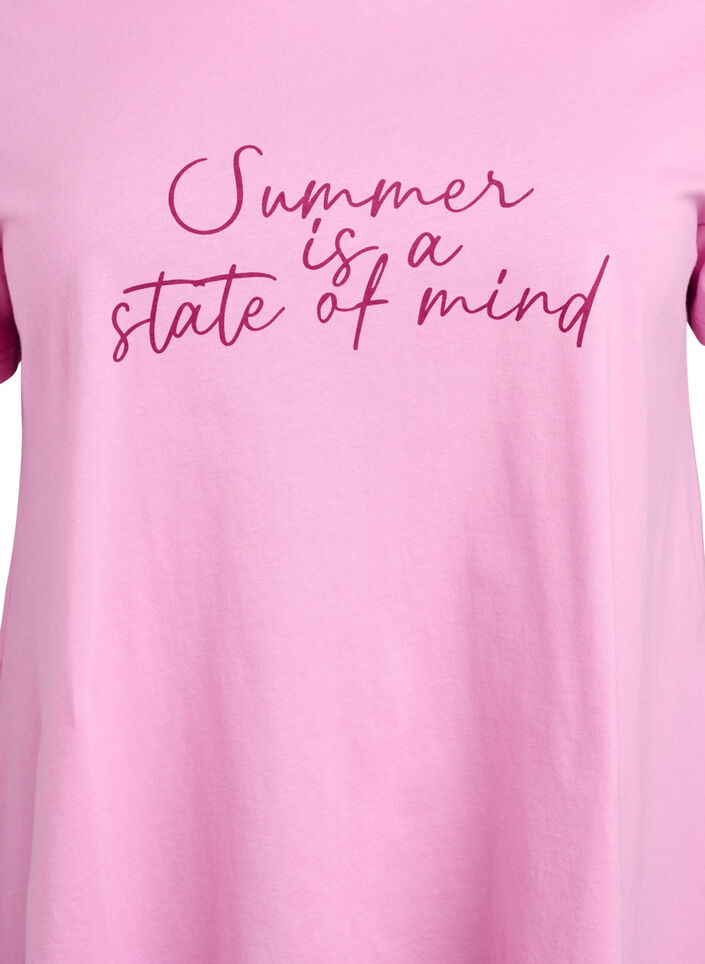 T-shirt med rund hals och A-linjeform, Rosa, Packshot image number 2