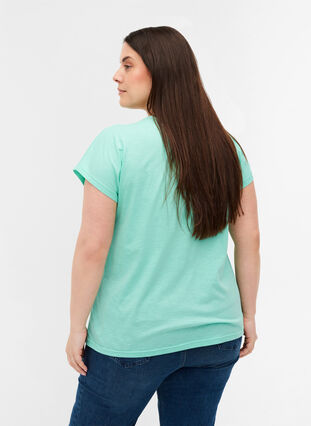 T-shirt i bomull med tryck längst upp, Cabbage FLOWER, Model image number 1