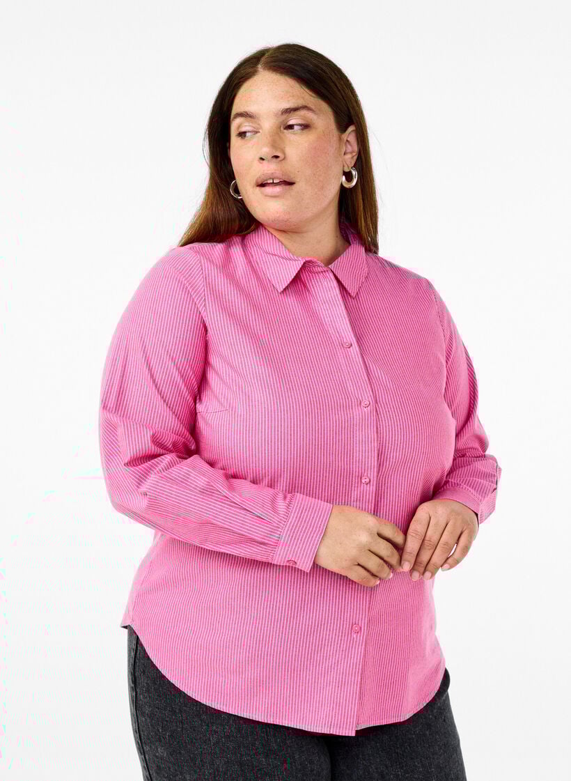 L&aring;ng&auml;rmad bomullsskjorta, R&ouml;d, Model image number 0