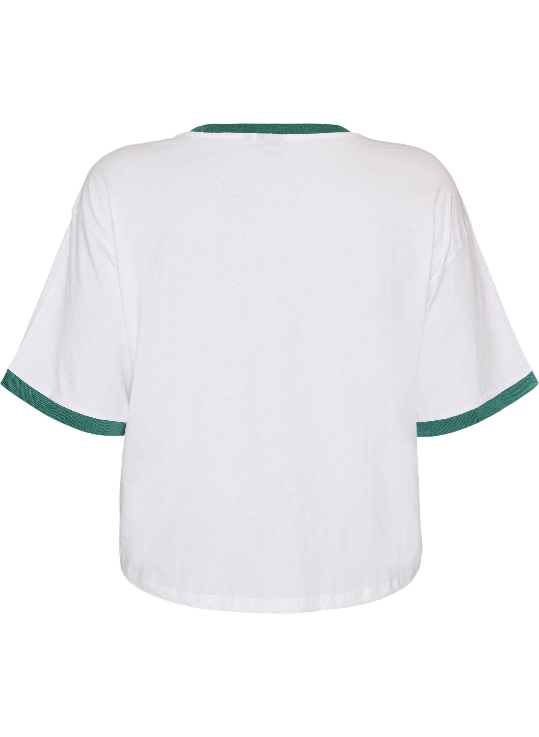 ZizziT-shirt i bomull med texttryck och boxig passform, Vit, Packshot image number 1