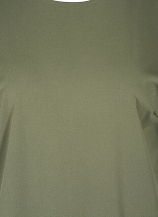 Enfärgad tunika med 2/4-ärmar och plissering på axlarna, Thyme, Packshot image number 2