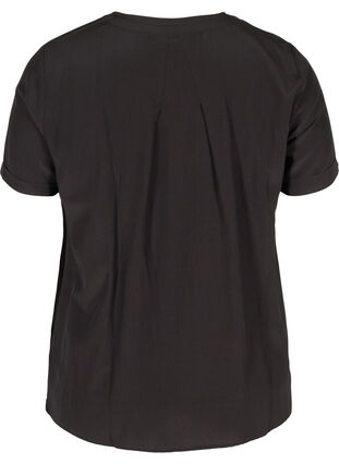Kortärmad skjorta med rund halsringning, Black, Packshot image number 1