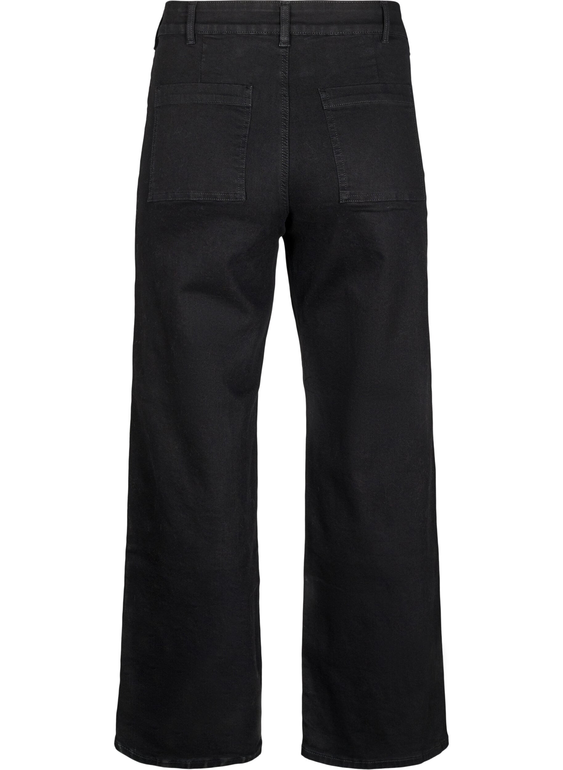 ZizziJeans med h&ouml;g midja och vida ben, Svart, Packshot image number 1