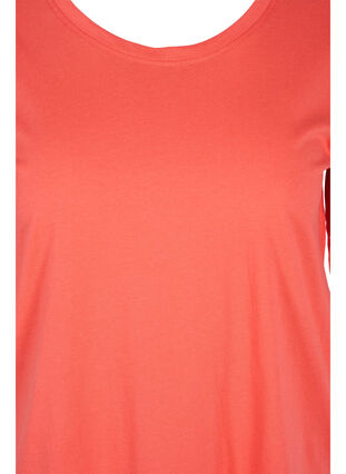 T-shirt med lös passform och ärmar som går till armbågen, Hot Coral, Packshot image number 2