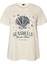 T-shirt i bomull med tryck, Vanilla