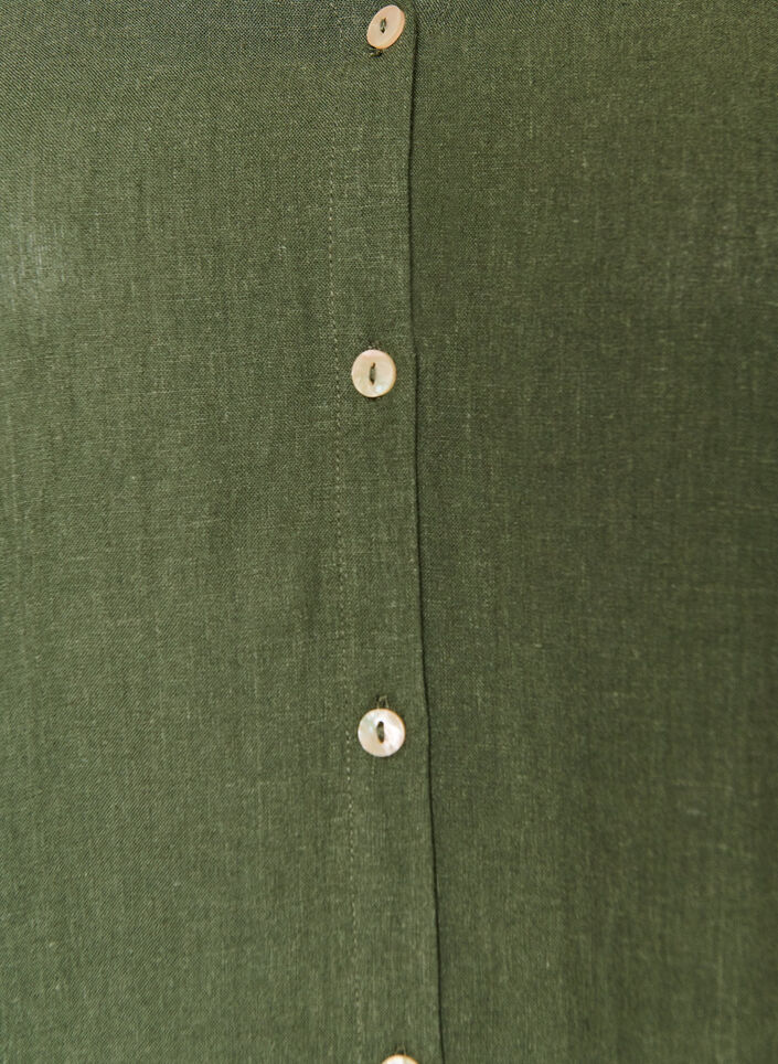 Blus i linne och viskos med v-ringning, Gr&ouml;n, Packshot image number 2