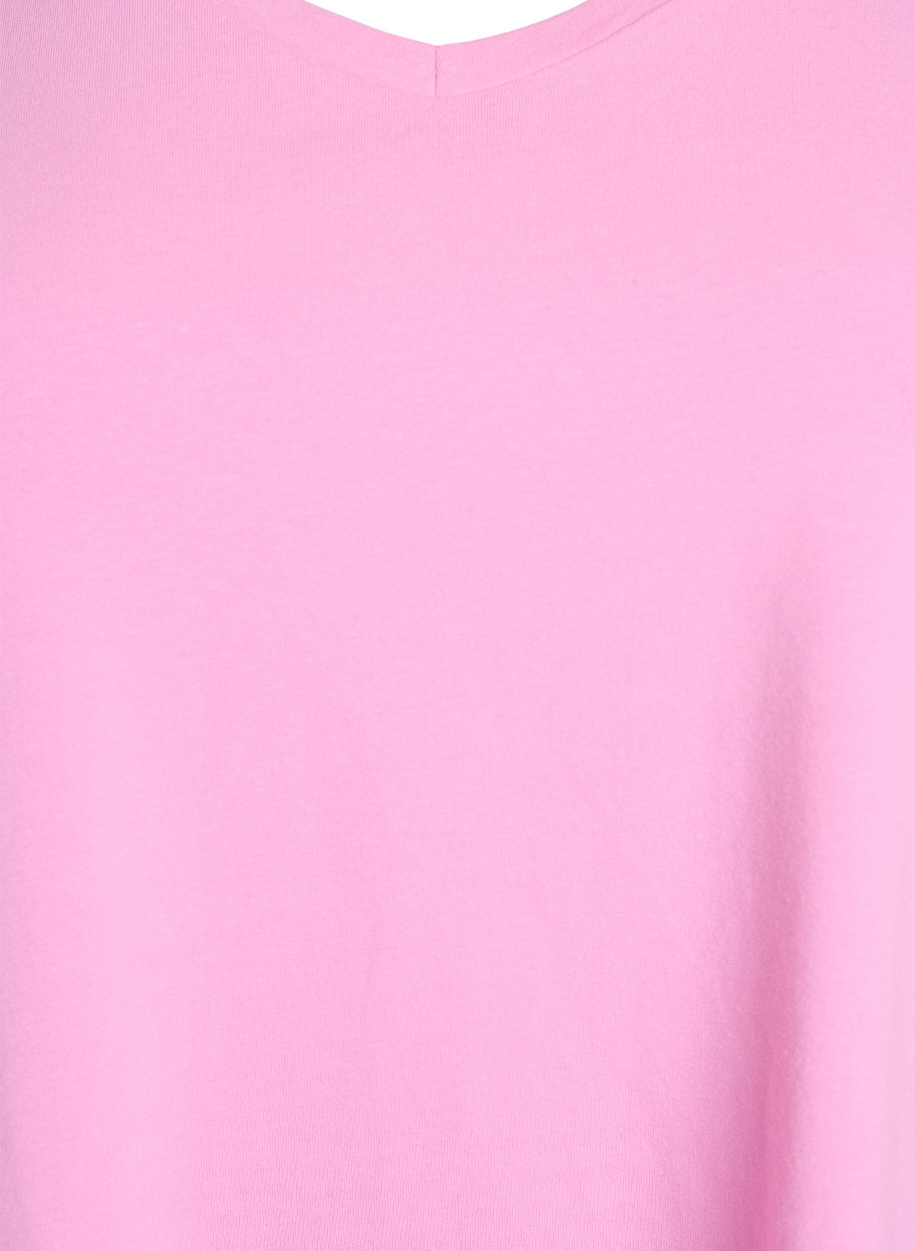 ZizziEnf&auml;rgad t-shirt i bomull, Rosa, Packshot image number 2