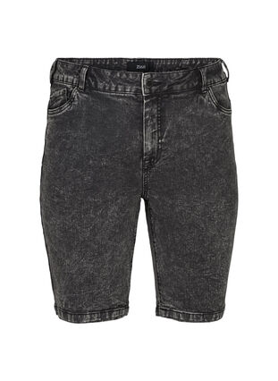 Jeansshorts med hög midja, Grey Denim, Packshot image number 0
