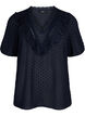 Blus med korta ärmar och prickig struktur, Night Sky, Packshot image number 0