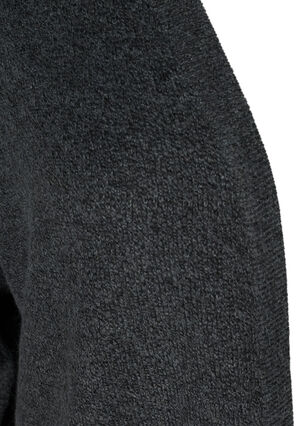 Stickad melerad cardigan med fickor, Dark Grey Melange, Packshot image number 2