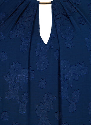 Kortärmad blus med struktur, Navy Blazer, Packshot image number 2