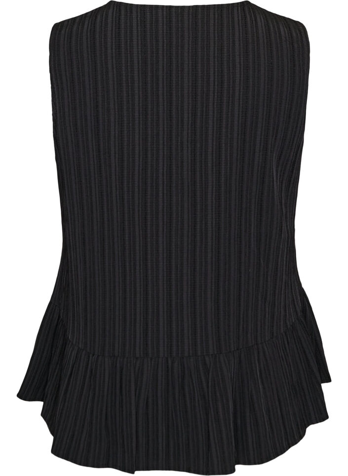 &Auml;rml&ouml;s blus med struktur och knytning, Svart, Packshot image number 1