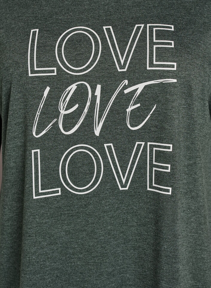 Kort&auml;rmat nattlinne med texttryck, Gr&ouml;n, Packshot image number 2