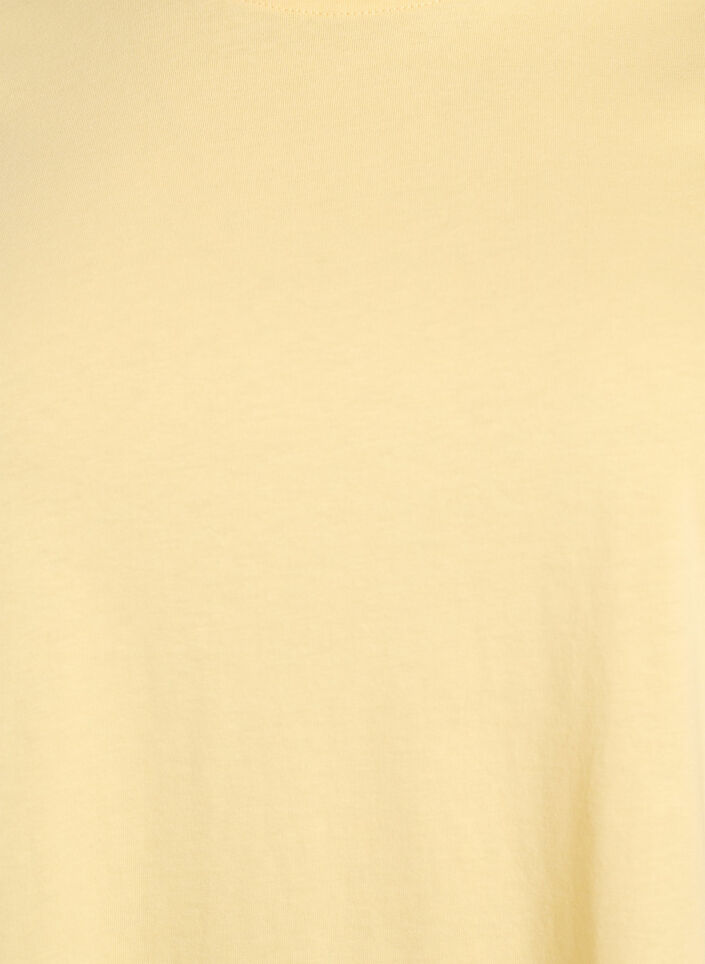 Enkel t-shirt i bomull med rund halsringning, Gul, Packshot image number 2