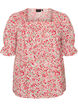 Blus i bomull med fyrkantig ringning, R&ouml;d, Packshot image number 0