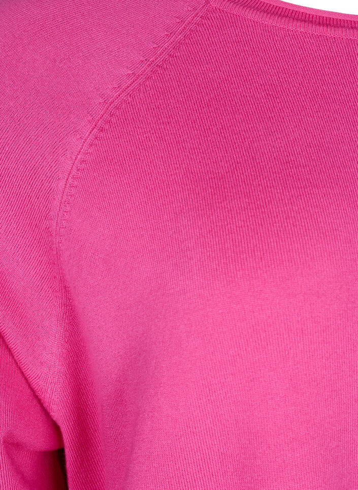 Stickad blus i viskos med 3/4-ärmar, Raspberry Rose, Packshot image number 2