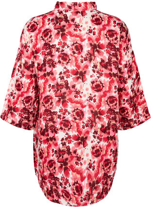 Lång skjorta med heltäckande tryck, Pink AOP Flower, Packshot image number 1