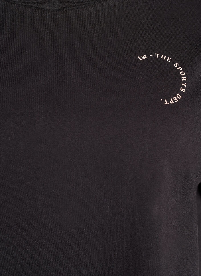 Sportig t-shirt i ekologisk bomull, Svart, Packshot image number 2