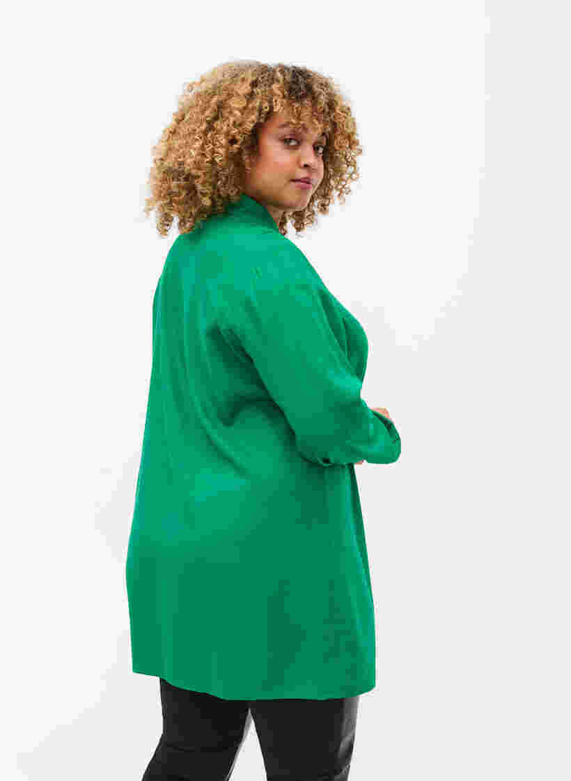 Långärmad blus i viskos med skjortkrage, Jolly Green, Model image number 1