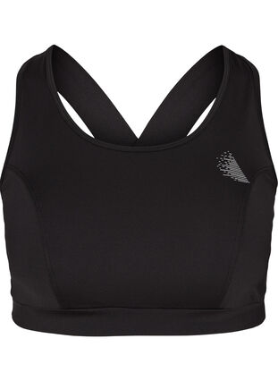 Enfärgad sport-bh med korsad rygg, Black, Packshot image number 0
