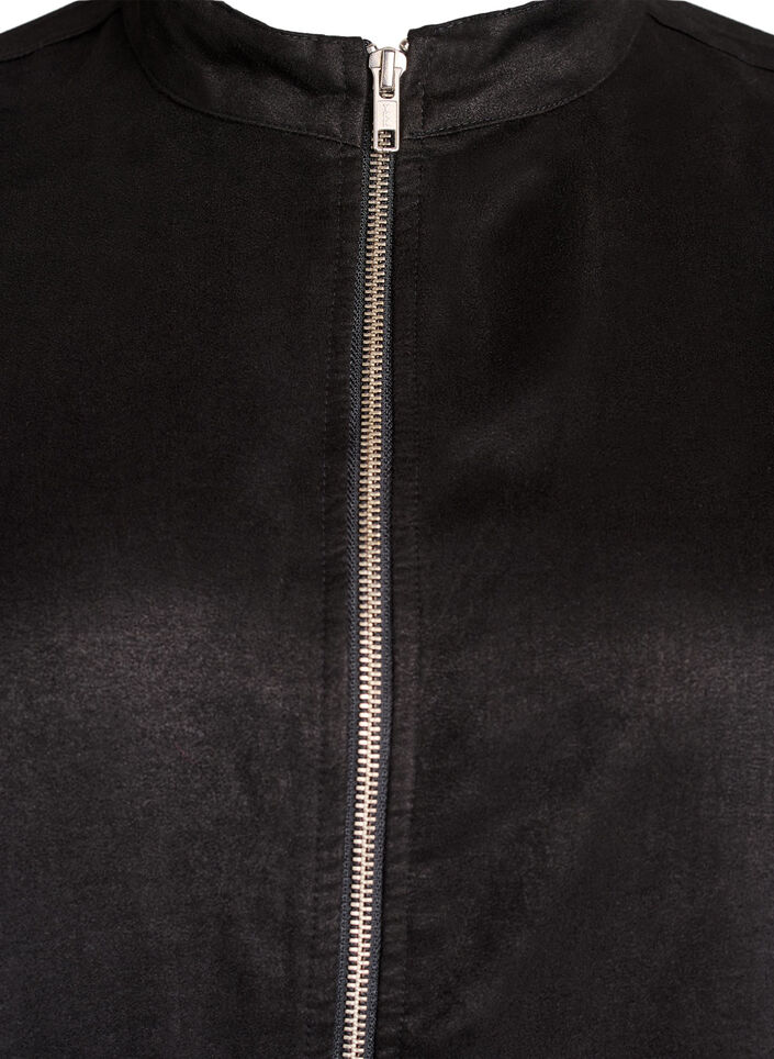 Lång skjorta i mockaimitation med dragkedja, Svart, Packshot image number 2