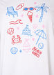 T-shirt i ekologisk bomull med strandtryck, Vit, Packshot image number 2