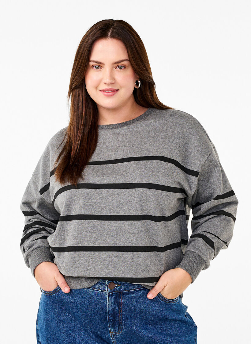 Sweatshirt med ränder, MGM w. Black Stripe, Model image number 0
