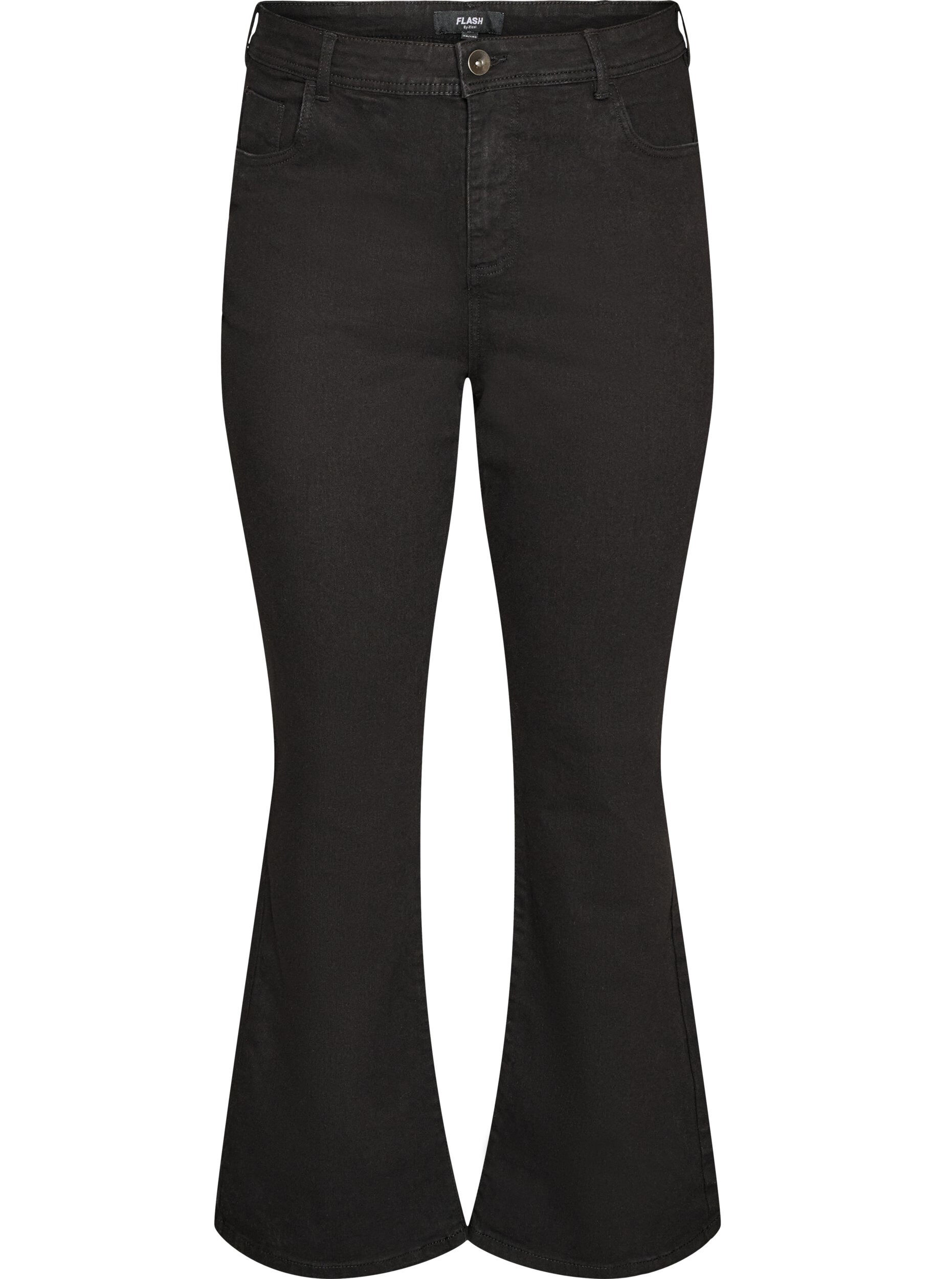 ZizziH&ouml;gmidjade jeans med bootcut, Svart, Packshot image number 0