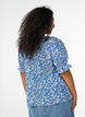 Blus i bomull med fyrkantig ringning, Bl&aring;, Model image number 2